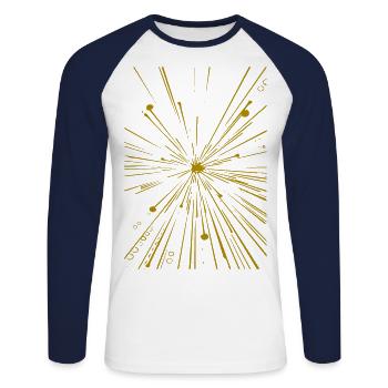 abstraktes Muster - Unisex Baseballshirt langarm - Weiß/Navy - Vorne - Nik (191cm)