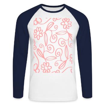 Fleurs - T-shirt baseball manches longues Homme - blanc/marine - Devant - Nik (191cm)