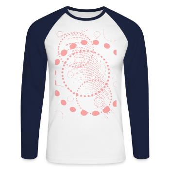 Points de création abstrait - T-shirt baseball manches longues Homme - blanc/marine - Devant - Nik (191cm)