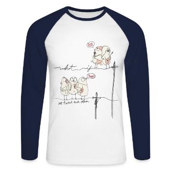What If We Tweet Each Other - Unisex Long Sleeve Baseball T-Shirt - white/navy - Front - Nik (191cm)