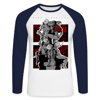 Säule oder Piep - Unisex Baseballshirt langarm - Weiß/Navy - Vorne - Nik (191cm)