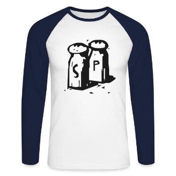 Food Vegan Fitness Salt Pepper - Unisex Long Sleeve Baseball T-Shirt - white/navy - Front - Nik (191cm)
