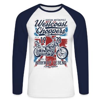 Choppers - Unisex Baseballshirt langarm - Weiß/Navy - Vorne - Nik (191cm)