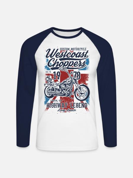 Choppers - Unisex Long Sleeve Baseball T-Shirt - white/navy