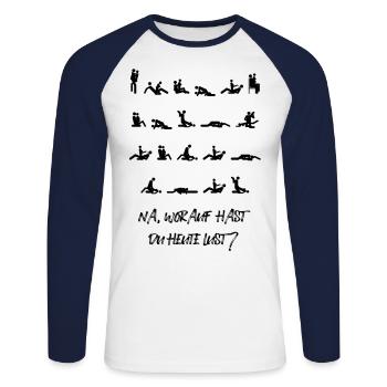 Que ressentez-vous / avez-vous aujourd'hui? - T-shirt baseball manches longues Homme - blanc/marine - Devant - Nik (191cm)