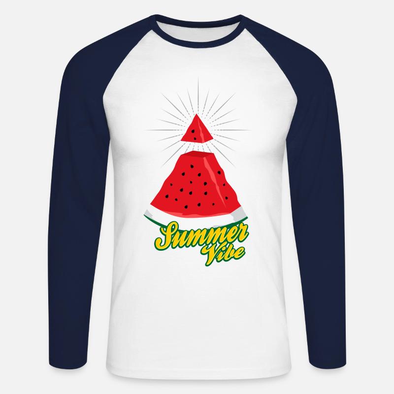 Summer Vibe ~ Watermelon Illuminati - Unisex Baseballshirt langarm - Weiß/Navy