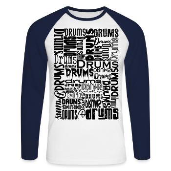 Drums Drums Percussion - Unisex Long Sleeve Baseball T-Shirt - white/navy - Front - Nik (191cm)