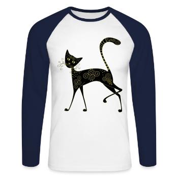 Cat Cat Kitten Cats Kitten Black Cat - Unisex Long Sleeve Baseball T-Shirt - white/navy - Front - Nik (191cm)