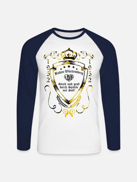 Baden-Württemberg - Unisex Baseballshirt langarm - Weiß/Navy