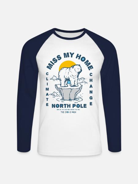 Eisbear Arctic climate change North Pole melting ice - Unisex Long Sleeve Baseball T-Shirt - white/navy