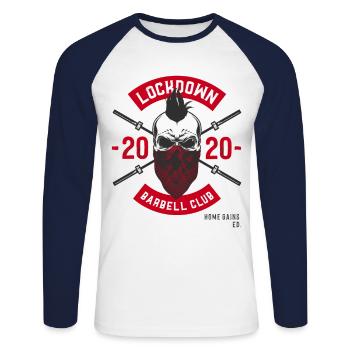 Lockdown Barbell Club - Unisex Baseballshirt langarm - Weiß/Navy - Vorne - Nik (191cm)