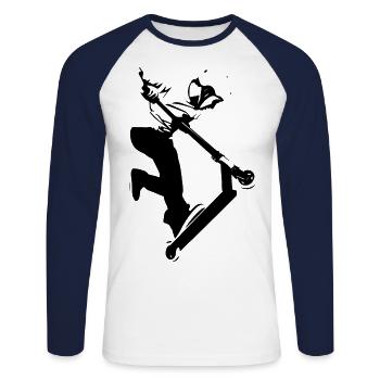 Onefooter 3 - Unisex Baseballshirt langarm - Weiß/Navy - Vorne - Nik (191cm)