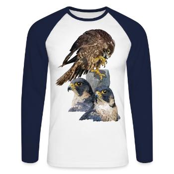 Peregrine falcon - Unisex Long Sleeve Baseball T-Shirt - white/navy - Front - Nik (191cm)