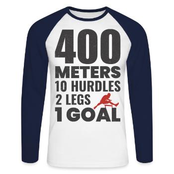 Haies Haies Hurdler Running Runner Athlètes - T-shirt baseball manches longues Homme - blanc/marine - Devant - Nik (191cm)