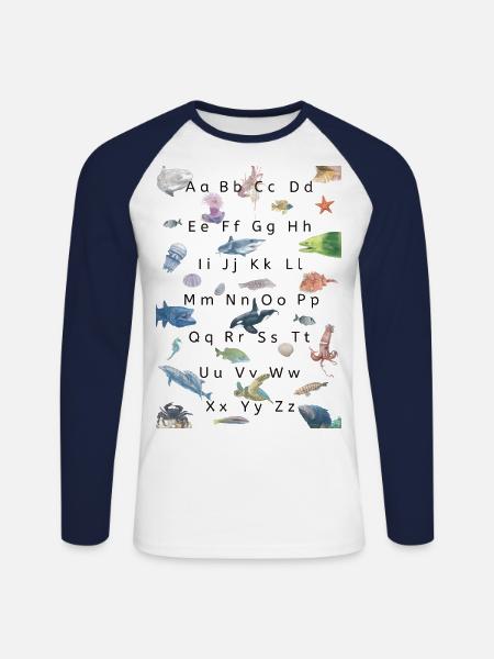 Fauna marina e letteratura - Maglia da baseball a manica lunga da uomo - bianco/navy