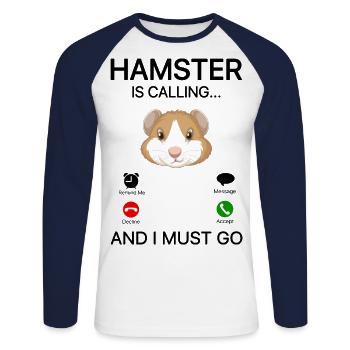 Hamster Is Calling And I Must Go Guinea Pig Lover - Unisex Baseballshirt langarm - Weiß/Navy - Vorne - Nik (191cm)