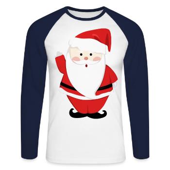 Santa Claus Merry Christmas Herz Liebe T-Shirt - Unisex Baseballshirt langarm - Weiß/Navy - Vorne - Nik (191cm)