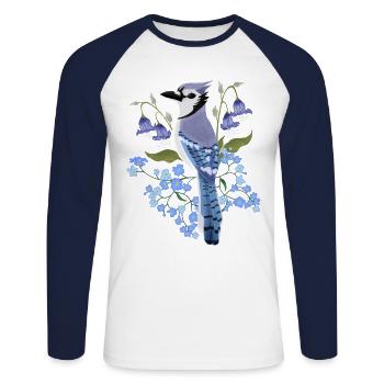 Bluejay - Unisex Baseballshirt langarm - Weiß/Navy - Vorne - Nik (191cm)