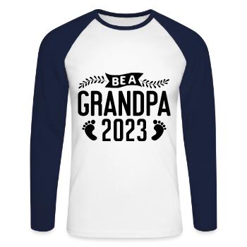 Werdender Opa 2023, 2023 werde ich Opa, 2023 Opa - Unisex Baseballshirt langarm - Weiß/Navy - Vorne - Nik (191cm)