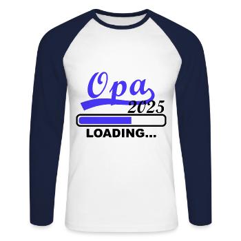 Opa 2025 loading, Ich werde 2025 Opa - Unisex Baseballshirt langarm - Weiß/Navy - Vorne - Nik (191cm)