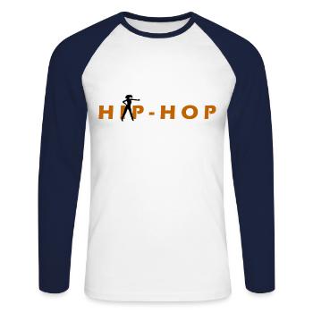 Hip-Hop Breakdance Rap Dancing - Unisex Long Sleeve Baseball T-Shirt - white/navy - Front - Nik (191cm)