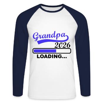 Grand-père 2026 Chargement de la barre de progression - T-shirt baseball manches longues Homme - blanc/marine - Devant - Nik (191cm)
