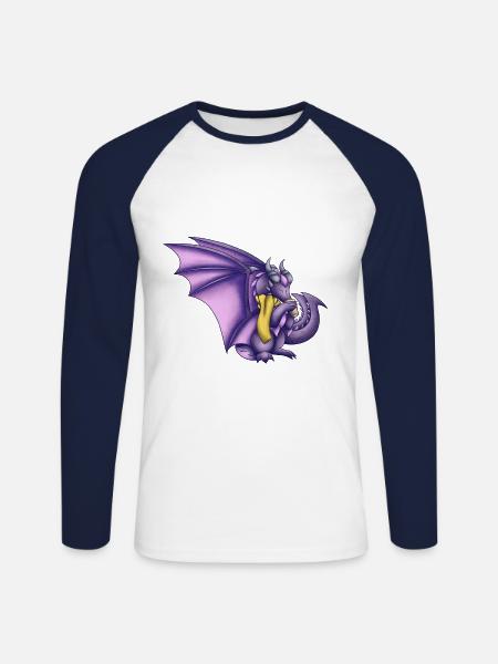 Herbst Lila Drache - Unisex Baseballshirt langarm - Weiß/Navy