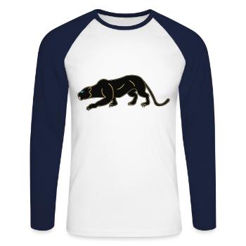 Panthères noires - T-shirt baseball manches longues Homme - blanc/marine - Devant - Nik (191cm)