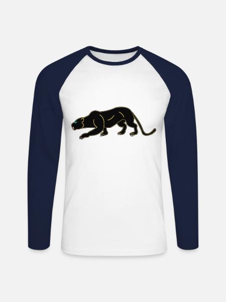 schwarzer Panther - Unisex Baseballshirt langarm - Weiß/Navy