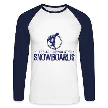 Snowboard Snowboarding Snowboard Holiday Snowboarder - Unisex Long Sleeve Baseball T-Shirt - white/navy - Front - Nik (191cm)