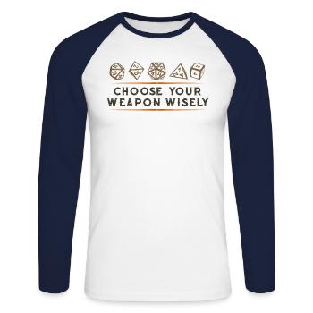 Tabletop Rpg RP W20 Board Game DSA P&P - Unisex Long Sleeve Baseball T-Shirt - white/navy - Front - Nik (191cm)