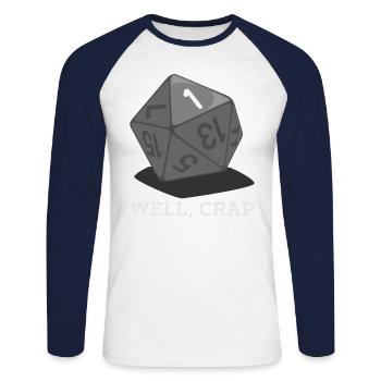 Jeu de table RPG RP W20 sur table DSA P & P - T-shirt baseball manches longues Homme - blanc/marine - Devant - Nik (191cm)