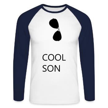 Cool Son - Unisex Baseballshirt langarm - Weiß/Navy - Vorne - Nik (191cm)