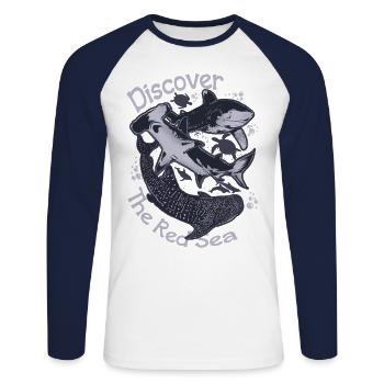 Le meilleur de la mer Rouge - T-shirt baseball manches longues Homme - blanc/marine - Devant - Nik (191cm)