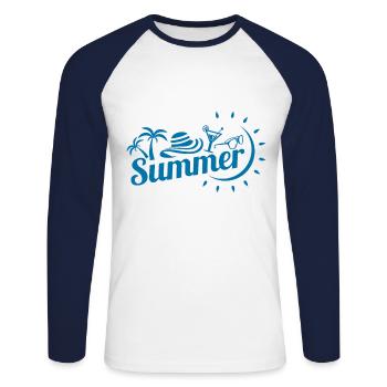 Summer Party Design - Unisex Long Sleeve Baseball T-Shirt - white/navy - Front - Nik (191cm)