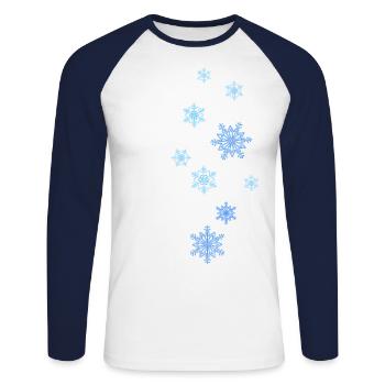 Étoiles de neige, flocons de neige - T-shirt baseball manches longues Homme - blanc/marine - Devant - Nik (191cm)
