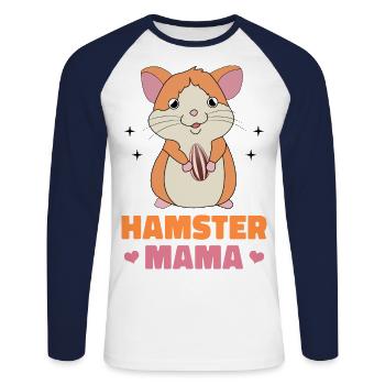 Hamster Mama Animal Lover Pet Owner Rodents Hamste - Unisex Baseballshirt langarm - Weiß/Navy - Vorne - Nik (191cm)