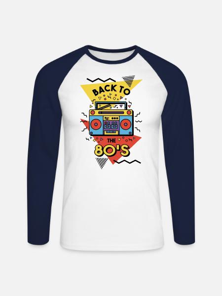 Retro 80s Back To The 80's - Unisex Long Sleeve Baseball T-Shirt - white/navy