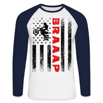 Braaap Graphic Dirt Biker Motorcycle Enduro Motocr - Unisex Baseballshirt langarm - Weiß/Navy - Vorne - Nik (191cm)