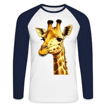 Giraffe Head Gift - Unisex Long Sleeve Baseball T-Shirt - white/navy - Front - Nik (191cm)
