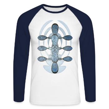 Résumé n° 65 - T-shirt baseball manches longues Homme - blanc/marine - Devant - Nik (191cm)