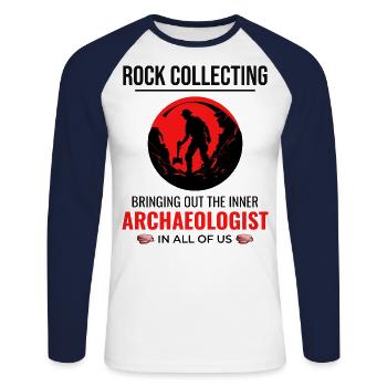 Rock Hound Collecting Collector Geology Geologist - Unisex Long Sleeve Baseball T-Shirt - white/navy - Front - Nik (191cm)