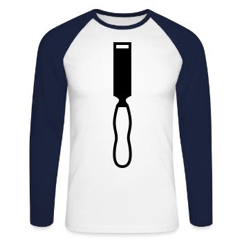 Symbole de ciseau - T-shirt baseball manches longues Homme - blanc/marine - Devant - Nik (191cm)