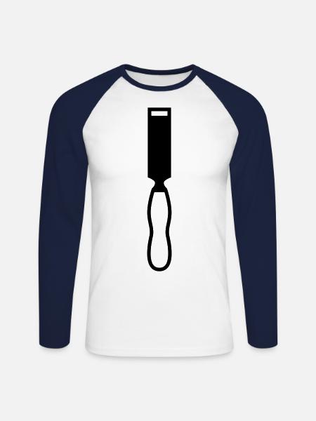 Chisel symbol - Unisex Long Sleeve Baseball T-Shirt - white/navy