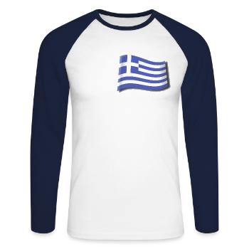 FLAGGE GRIECHENLANDS - Unisex Baseballshirt langarm - Weiß/Navy - Vorne - Nik (191cm)