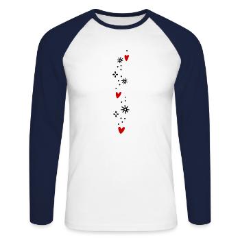 Herzen Glitzer - Unisex Baseballshirt langarm - Weiß/Navy - Vorne - Nik (191cm)