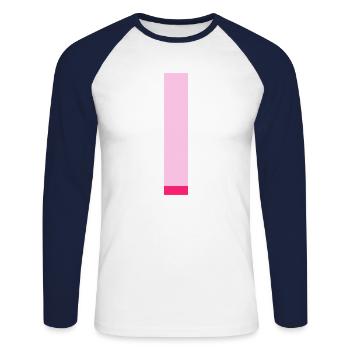 Pop- und moderner rosafarbener Buchstabe i - Unisex Baseballshirt langarm - Weiß/Navy - Vorne - Nik (191cm)