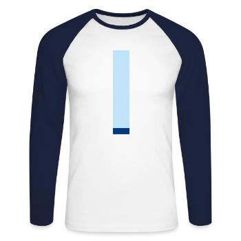 Pop und moderner blauer Buchstabe i - Unisex Baseballshirt langarm - Weiß/Navy - Vorne - Nik (191cm)