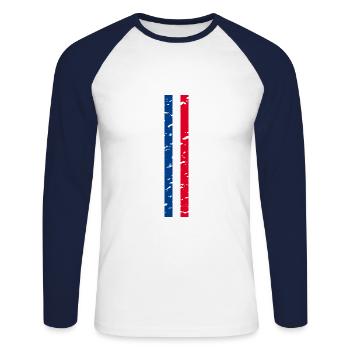 I Love France Elegance Style Design Outfits - Unisex Long Sleeve Baseball T-Shirt - white/navy - Front - Nik (191cm)