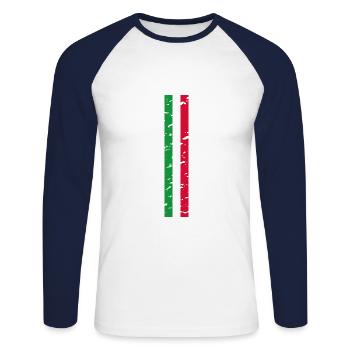 I Love Italy Tenue T-Shirt Design - T-shirt baseball manches longues Homme - blanc/marine - Devant - Nik (191cm)